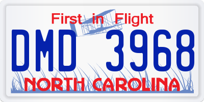 NC license plate DMD3968