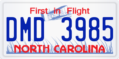 NC license plate DMD3985