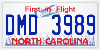 NC license plate DMD3989