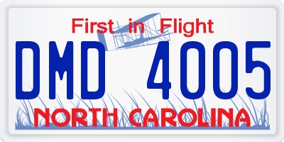 NC license plate DMD4005