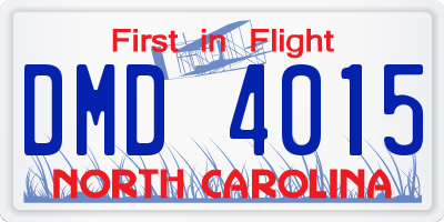 NC license plate DMD4015