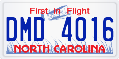NC license plate DMD4016