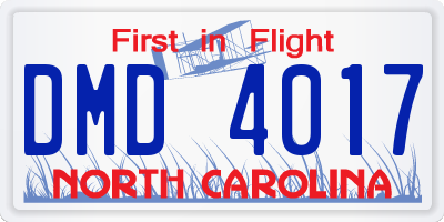 NC license plate DMD4017