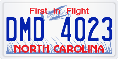 NC license plate DMD4023