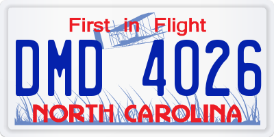 NC license plate DMD4026