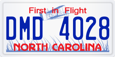 NC license plate DMD4028