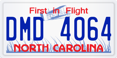 NC license plate DMD4064