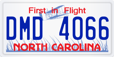 NC license plate DMD4066