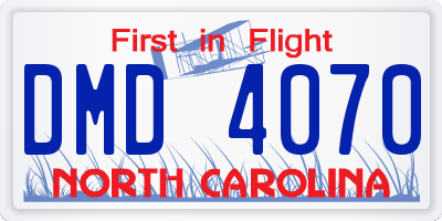 NC license plate DMD4070