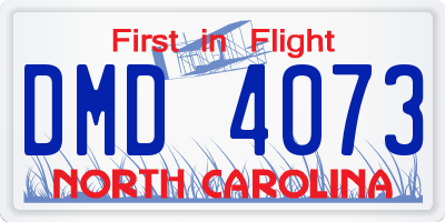 NC license plate DMD4073