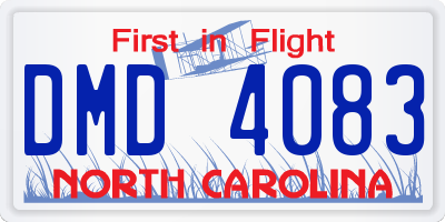 NC license plate DMD4083