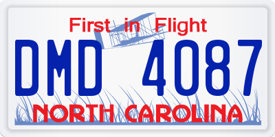 NC license plate DMD4087