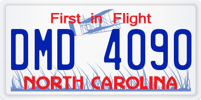 NC license plate DMD4090