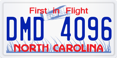 NC license plate DMD4096
