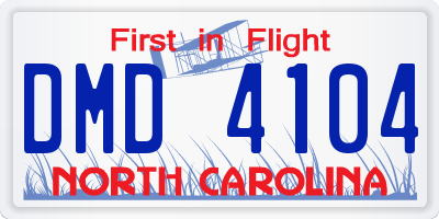 NC license plate DMD4104