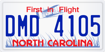 NC license plate DMD4105