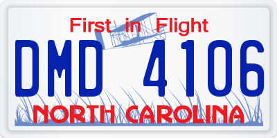 NC license plate DMD4106