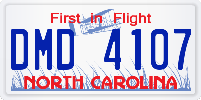 NC license plate DMD4107