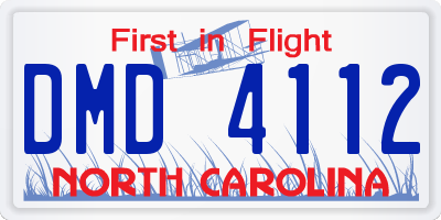 NC license plate DMD4112