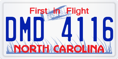 NC license plate DMD4116