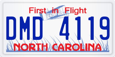 NC license plate DMD4119