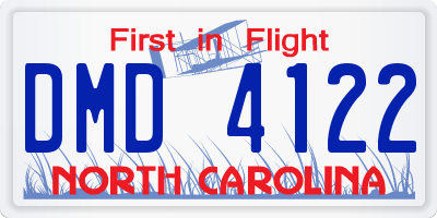 NC license plate DMD4122
