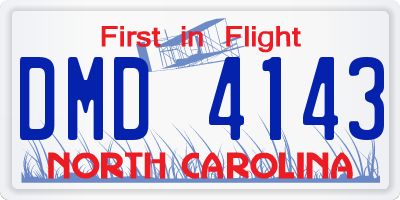 NC license plate DMD4143