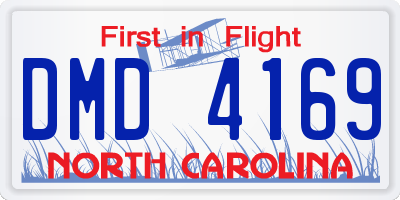 NC license plate DMD4169