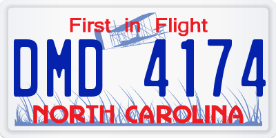 NC license plate DMD4174