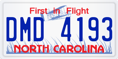 NC license plate DMD4193