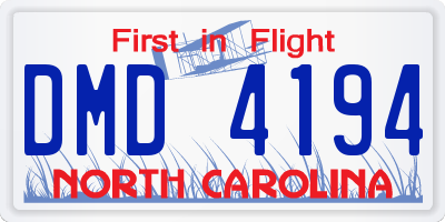 NC license plate DMD4194