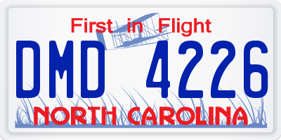 NC license plate DMD4226