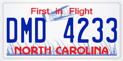 NC license plate DMD4233
