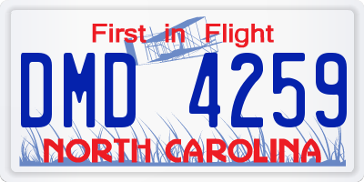 NC license plate DMD4259