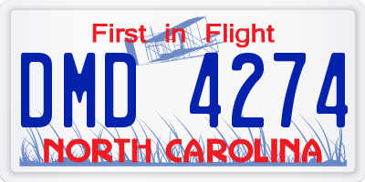 NC license plate DMD4274
