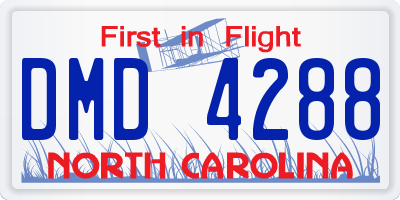 NC license plate DMD4288