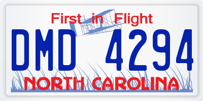 NC license plate DMD4294