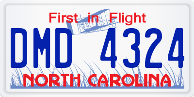 NC license plate DMD4324