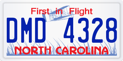 NC license plate DMD4328