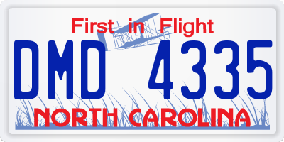 NC license plate DMD4335