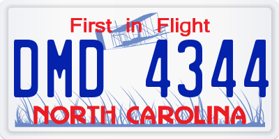 NC license plate DMD4344
