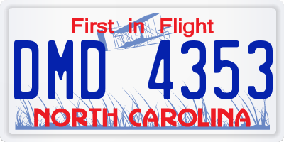 NC license plate DMD4353