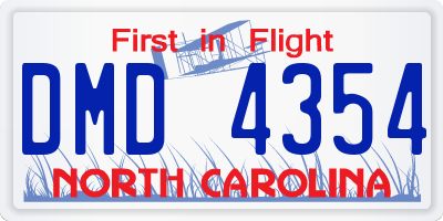 NC license plate DMD4354