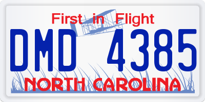 NC license plate DMD4385