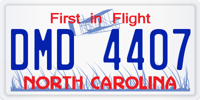 NC license plate DMD4407