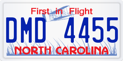 NC license plate DMD4455