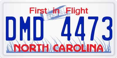 NC license plate DMD4473