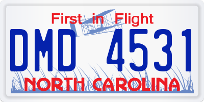 NC license plate DMD4531