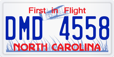 NC license plate DMD4558