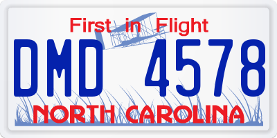 NC license plate DMD4578